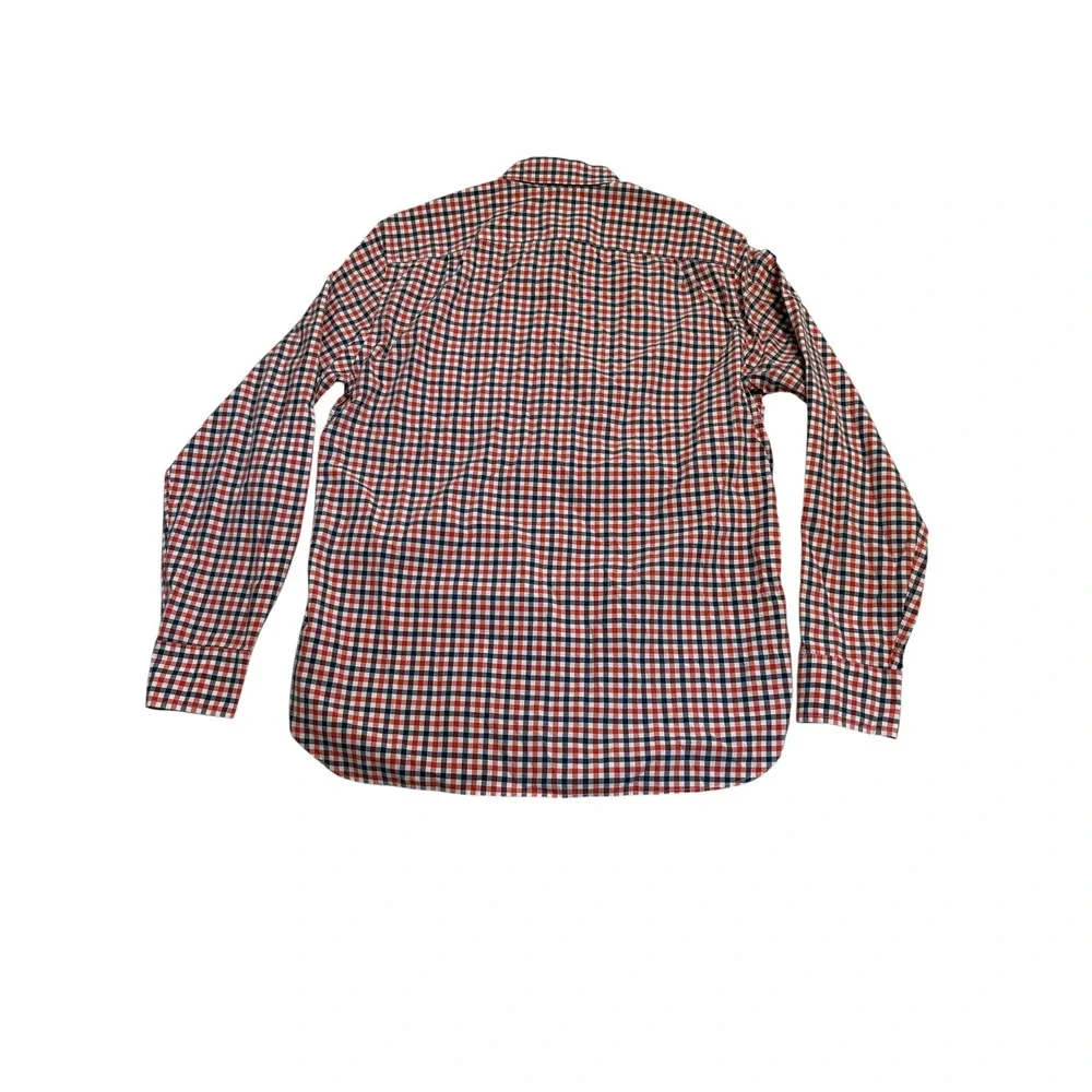 J.Crew Button Down Shirt Mens Size M Gingham Check Red Navy Blue Cotton Pocket